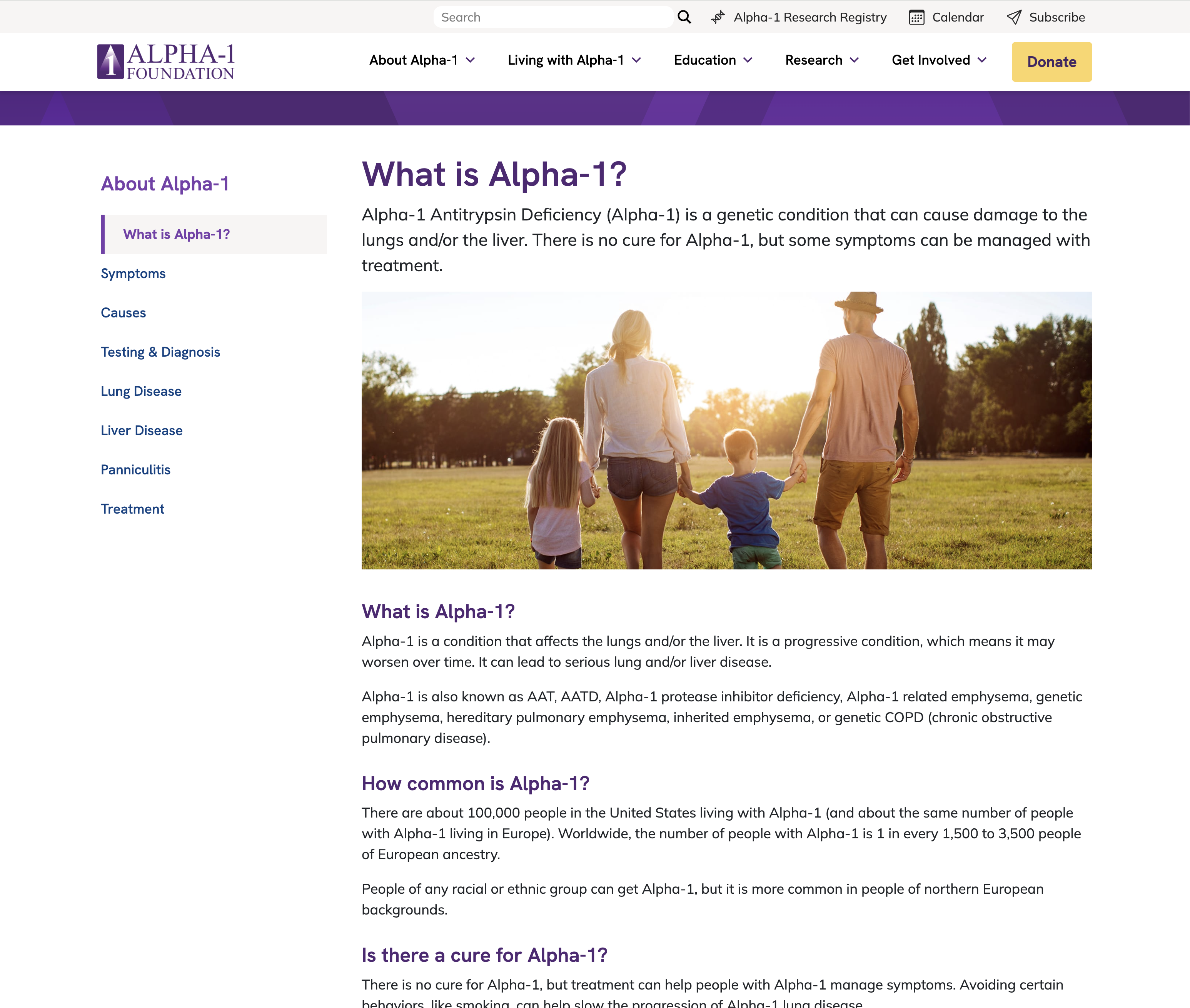 Alpha-1 Foundation website after redesign